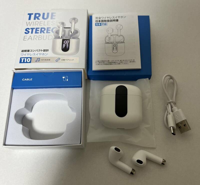 【送料無料】Bluetoothワイヤレスイヤホン　T10　ホワイト