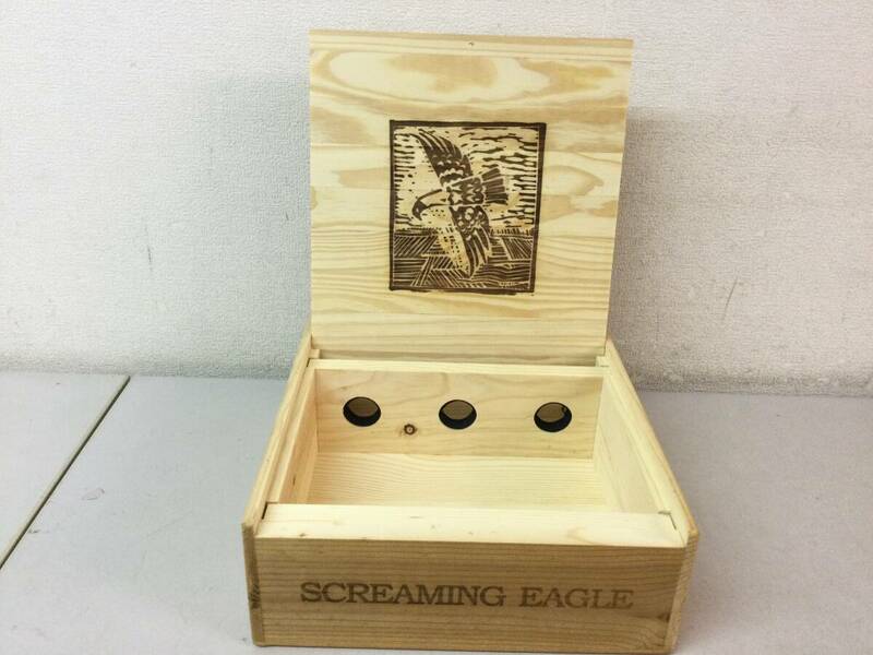 ② ワイン オリジナルワイン 木箱 SCREAMING EAGLE スクリーミング イーグル 3本用 木製 化粧箱 収納 インテリア 小物入れ / コレクション