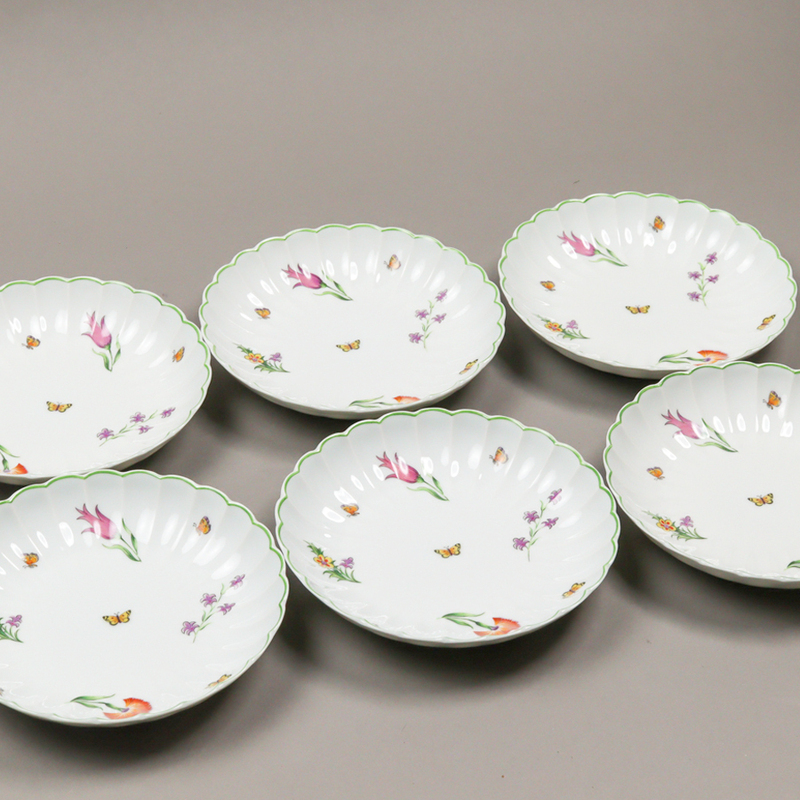 NOF5 ロワイヤル・リモージュ Royal Limoges PETIT JARDIN ボウル 6客 17cm サラダ皿 未使用