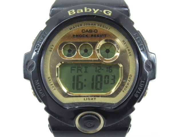 k70705-ap [送料650円]中古◇CASIO Baby-G ベビージー BG-6901 クオーツ デジタル ブラック ゴールド 腕時計 [154-240612]