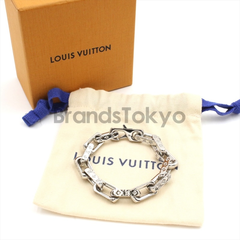 鑑定済 LOUIS VUITTON ルイヴィトン コリエ チェーン モノグラム Mサイズ M64223 20年製 ブレスレット メタル メンズ レディース LV-181