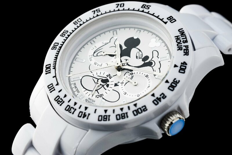 1円～ 1スタ Disney設立100周年記念限定アナザーヘブン×Disney限定/MICKEYミッキーマウス別注コラボ時計美しすぎるホワイト気圧絶版新品逆