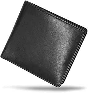 [ムラ] 二つ折り財布 財布 メンズ 本革 二つ折り 軽い レザー カード7枚収納 隠しポケット (ブラックA type：縦型コイ