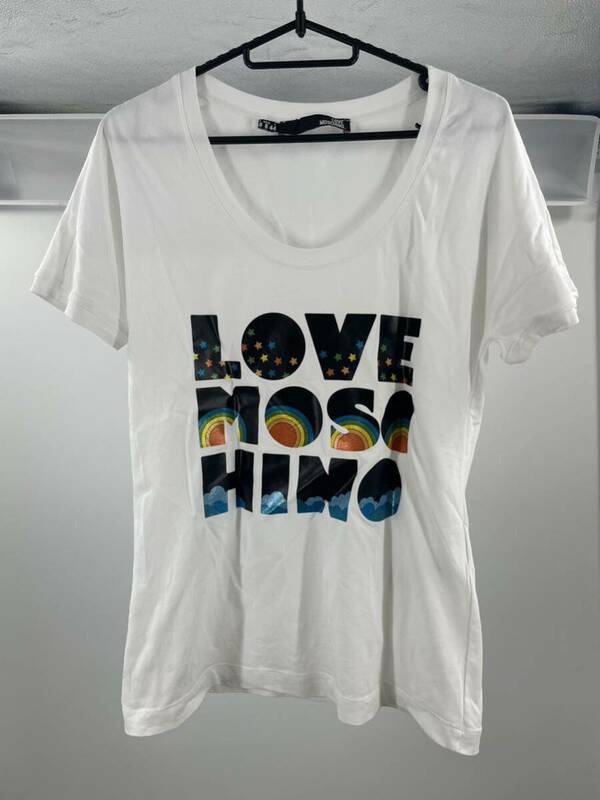 【1】LOVE MOSCHINOモスキーノ Tシャツ 白 ホワイト カットソー 半袖Tシャツ レディース
