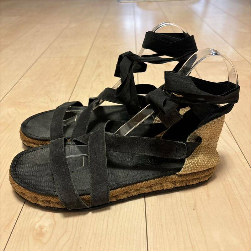 送料無料　ルイヴィトン　アンクルストラップエスパドリーユサンダル　シューズ　靴　 サンダル ブラック SANDAL ストラップサンダル 黒