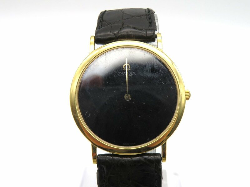 1円■ジャンク■ オメガ デビル ブラック クオーツ ユニセックス 腕時計 O829