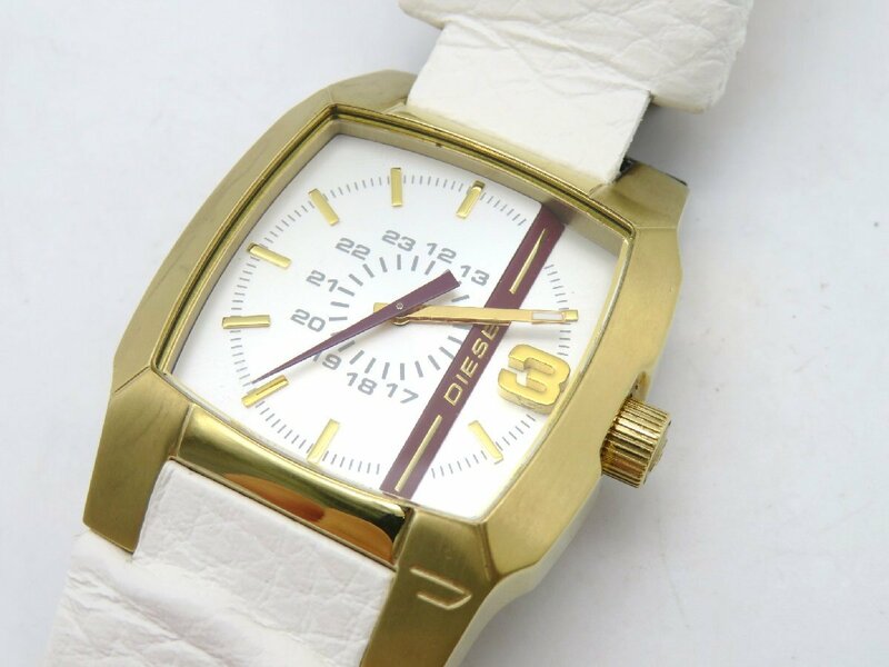 1円◆稼働◆ ディーゼル ＤＺ－１２９８ ホワイト クオーツ メンズ 腕時計 N58006