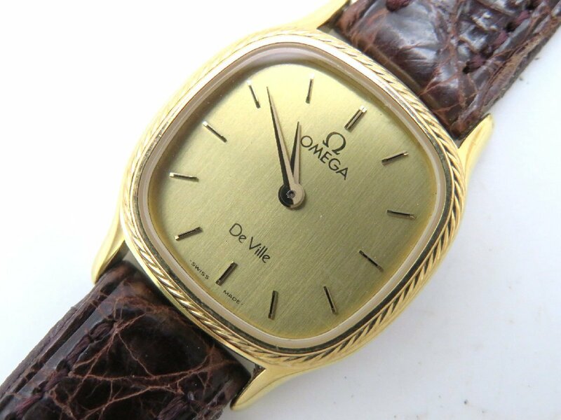 1円■ジャンク■ オメガ デヴィル ゴールド クオーツ レディース 腕時計 N65601