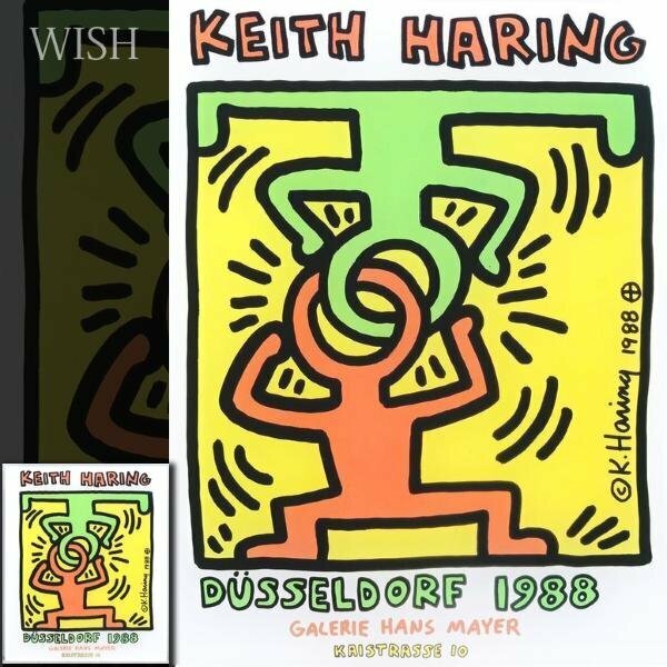 【WISH】キース・ヘリング Keith Haring「DUSSELDORF」ジクレー 1988年作 現代美術 ◆アクリルマウント加工　　〇アメリカ巨匠 #24053599