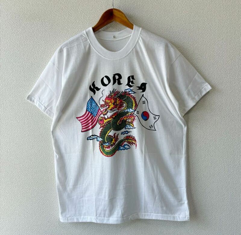 デッドストック 90s KOREA プリント Tシャツ XL 半袖 古着