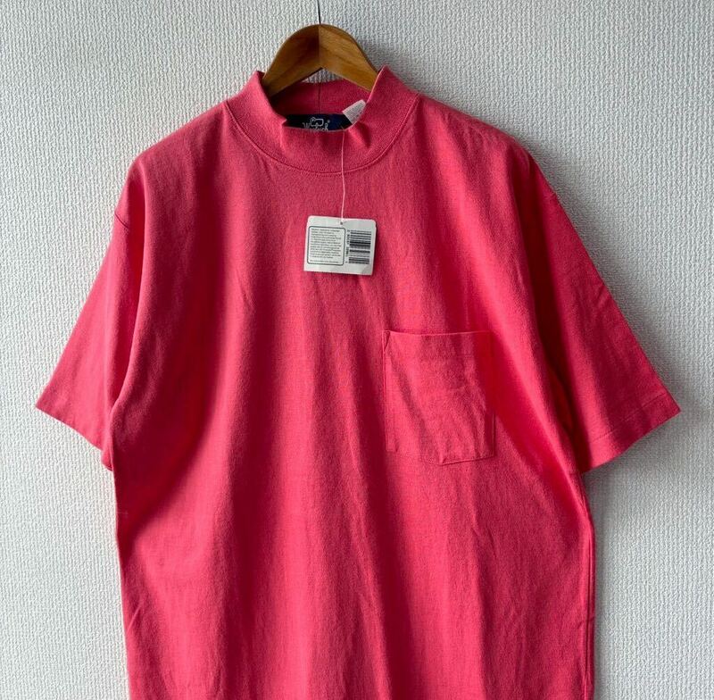 デッドストック 90s WOOLRIC モックネック ポケット Tシャツ L ウールリッチ ポケT 半袖