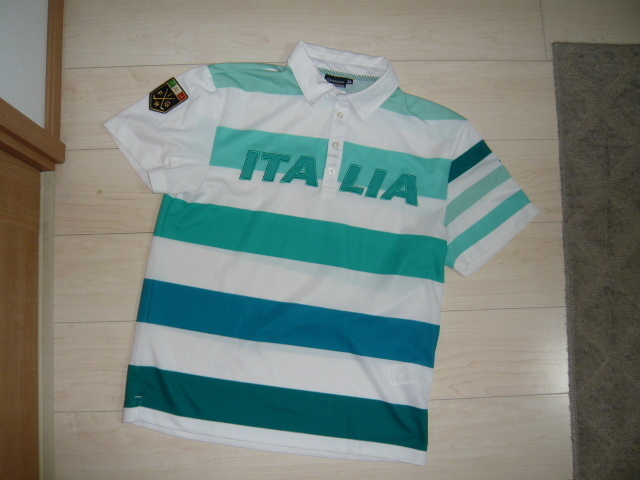 カッパKappa　ITALIA　大きいサイズ3L（実質M～Lサイズ程度）ボーダー半袖ポロシャツ　中古良品