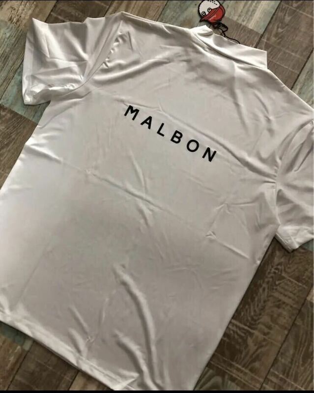 M マルボンゴルフ MALBON GOLF 　シャツ　モックネック　半袖　白色　白