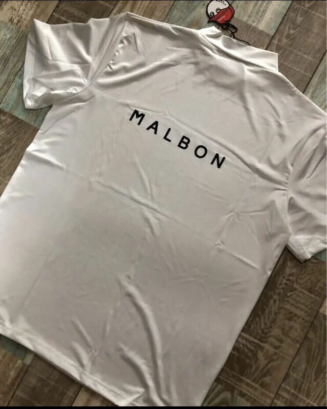 S マルボンゴルフ MALBON GOLF 　シャツ　モックネック　半袖　黒　ホワイト