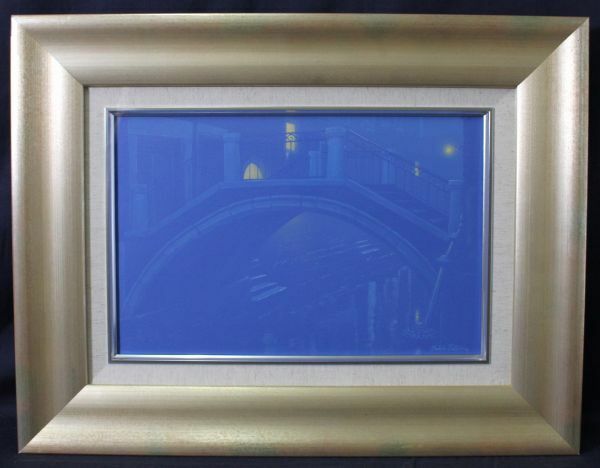 D720　大城真人　「早朝のベニス」　油彩4号　【真作】　細密リアリズム　圧巻の空気間 写実風景画