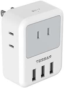 USB コンセント タップ TESSAN 電源タップ 雷ガード付 3個AC口 3つUSBポート 蛸足コンセント タコ足配線 充電タ