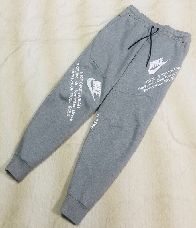 ☆NIKE☆ナイキ ビッグロゴ テックフリース ジョガーパンツ M グレー系 スウェット パンツ 裾リブ DM6481