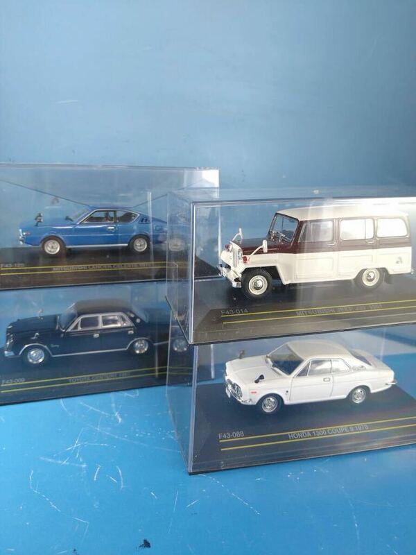 MITSUBISHI JEEP J30 1961/LANCER CELESTE 1975/HONDA 1300 COUPE| 1970/TOYOTA CENTURY1967 1/43 4台 まとめ