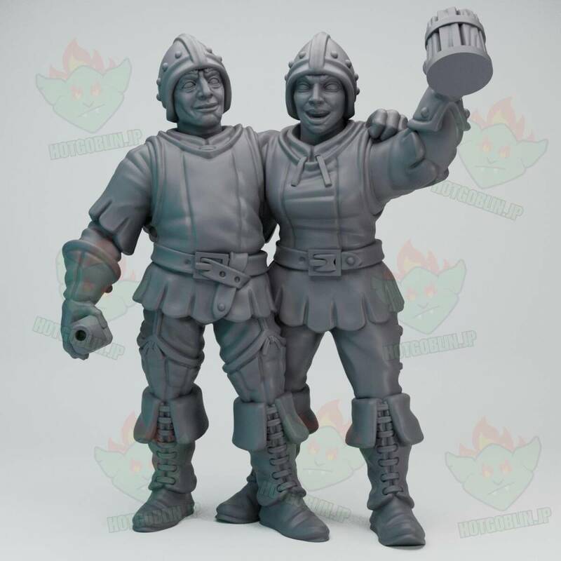 酔っ払った衛兵（Drunk Guards）D&D・TRPG用 3Dプリント ミニチュア 未塗装