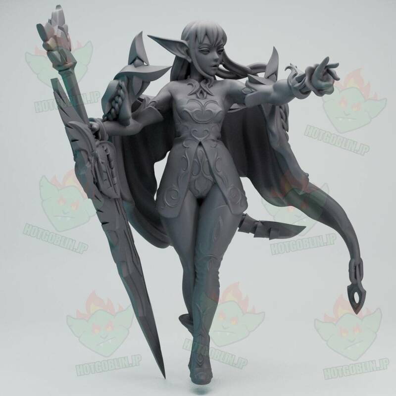 シルバー・ドラゴンのエルフ（Silver Dragon Elf）D&D・TRPG用 3Dプリント ミニチュア 未塗装