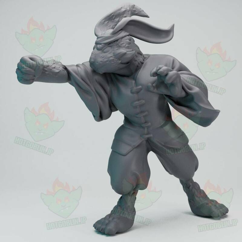 ウサギ人間モンク（Rabbit Monk）D&D・TRPG用 3Dプリント ミニチュア 未塗装