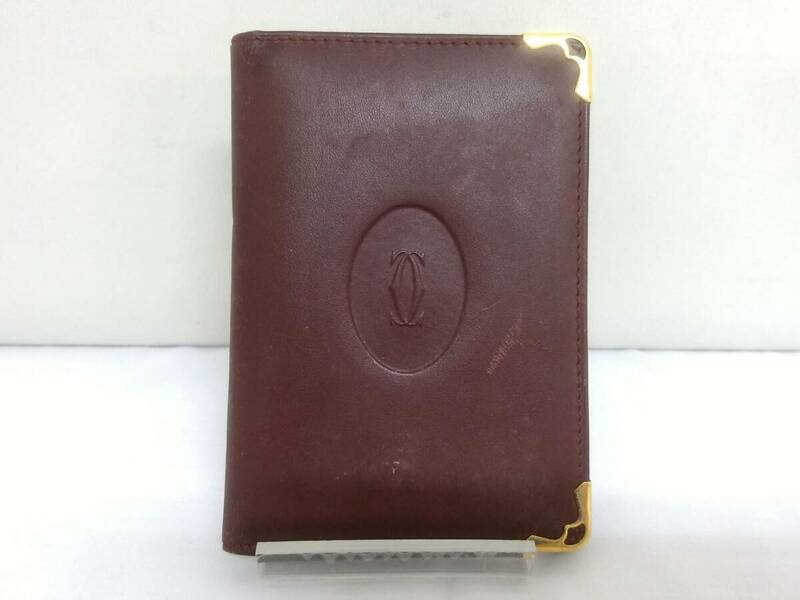 【USED品】Cartier カルティエ must de Cartier マスト ドゥ カルティエ カードケース/ボルドー/約11×8×1cm/名刺入れ/06KO060805