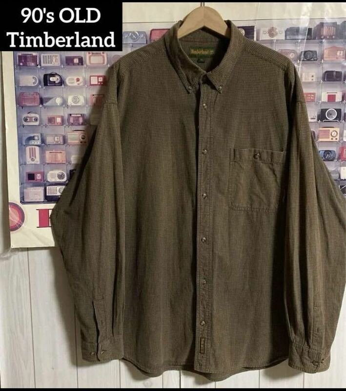 90s OLD Timberlandガンクラブチェック柄長袖シャツXLオールドティンバーヴィンテージ