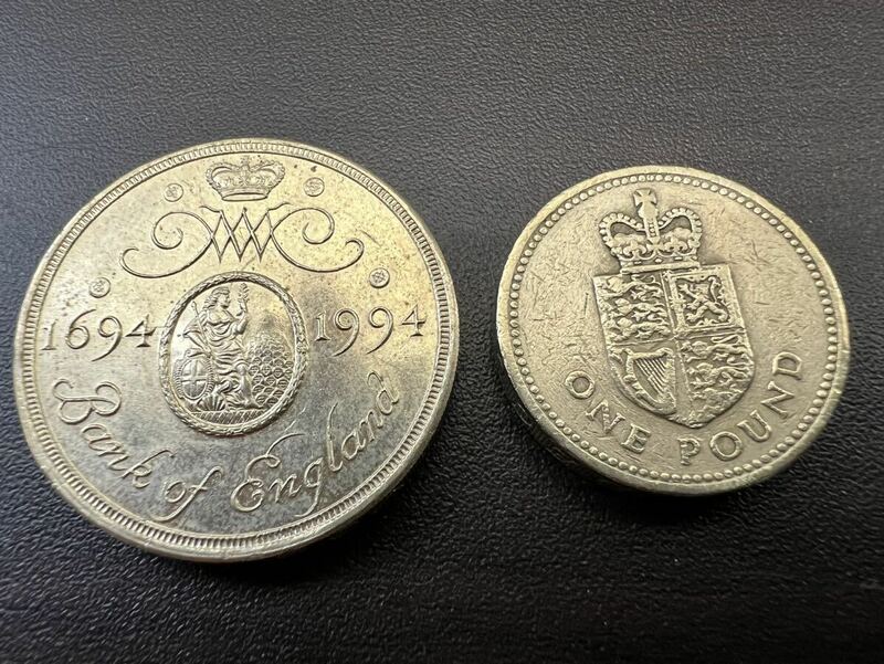 2枚【イギリス イングランド銀行 創立300周年記念 2ポンド 1994 NGC PR69/エリザベス女王1ポンド 1988】アンティークコイン 古銭 