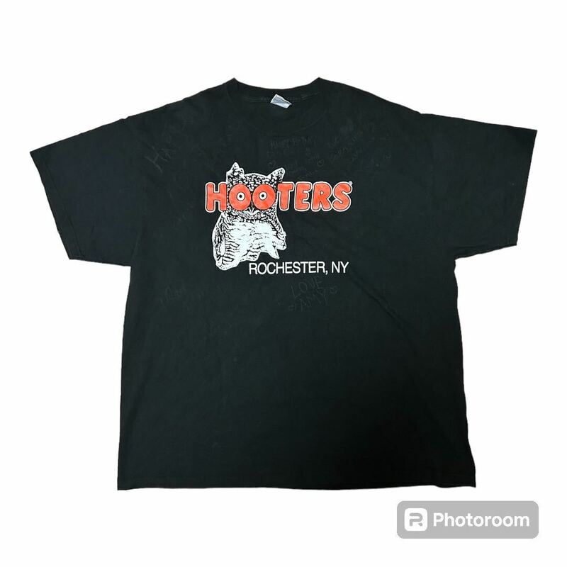 良品 00s HOOTERS フーターズ ロゴ Tシャツ 2XL メッセージ入り