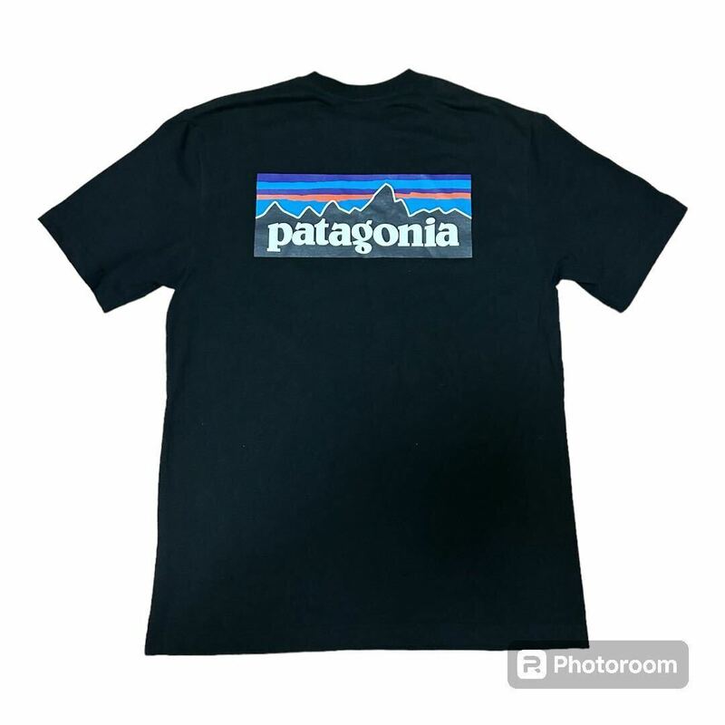 良品 patagonia ロゴ入り ポケット Tシャツ M ブラック