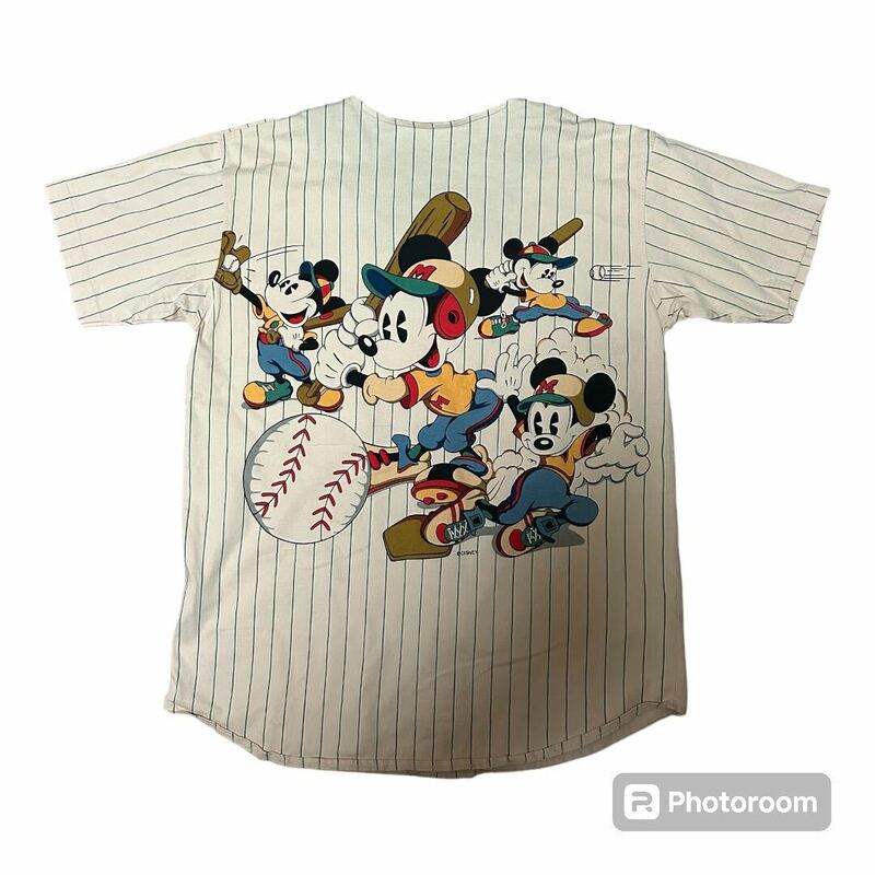 希少 90s DISNEY MICKEY MOUSE ベースボールシャツ M