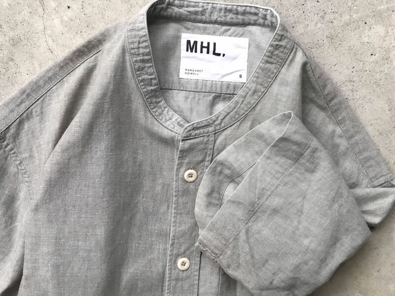 MHL バンドカラー仕様 半袖シャツ S マーガレットハウエル メンズ ノーカラー