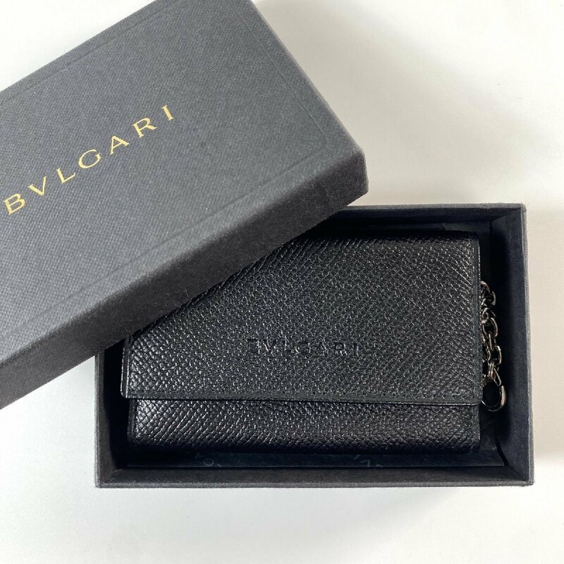 未使用 ブルガリ BVLGARI レディース チャーン付き 6連 キーケース ブラック