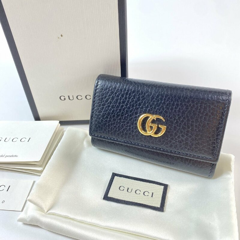 美品 グッチ GUCCI レディース GG マーモント レザーキーケース 6連