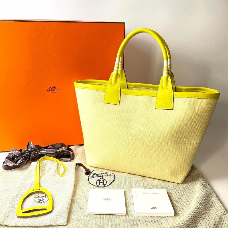 新品 未使用 エルメス HERMES スティープル 24 シトロン ライム　トートバッグ　B刻印　箱付き