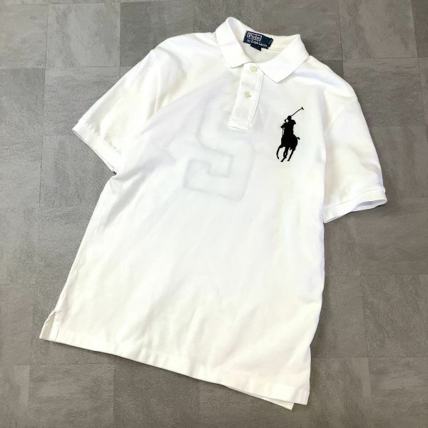 POLO by Ralph Lauren ポロ ラルフローレン ビッグポニー刺繍 半袖 鹿子 ポロシャツ メンズ Sサイズ ホワイト ブラック