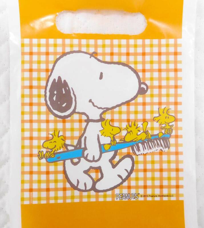 【ラッピング袋】スヌーピーと歯ブラシ♪10枚組米国製♪ミニトートバッグ(ポリ袋)♪SNOOPY PEANUTS♪定形外発送