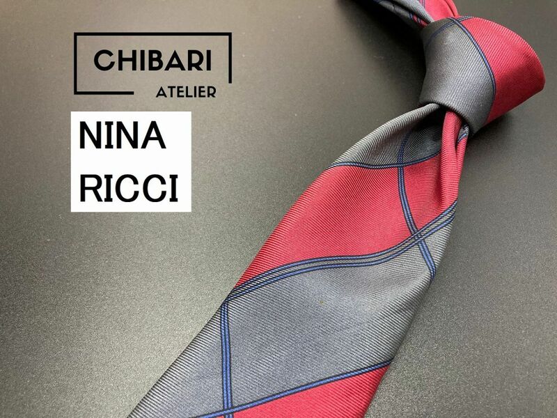 【美品】NINA RICCI　ニナリッチ　レジメンタル柄　ネクタイ　3本以上送料無料　グレイ系　0505131