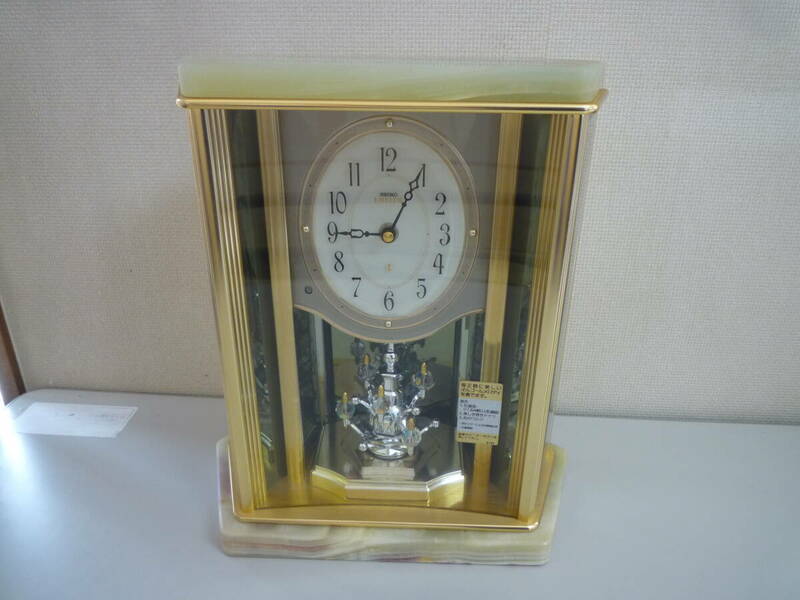 【6-6-7-7A】 SEIKO EMBLEM　大理石　置き時計　メロディ時計　回転飾り