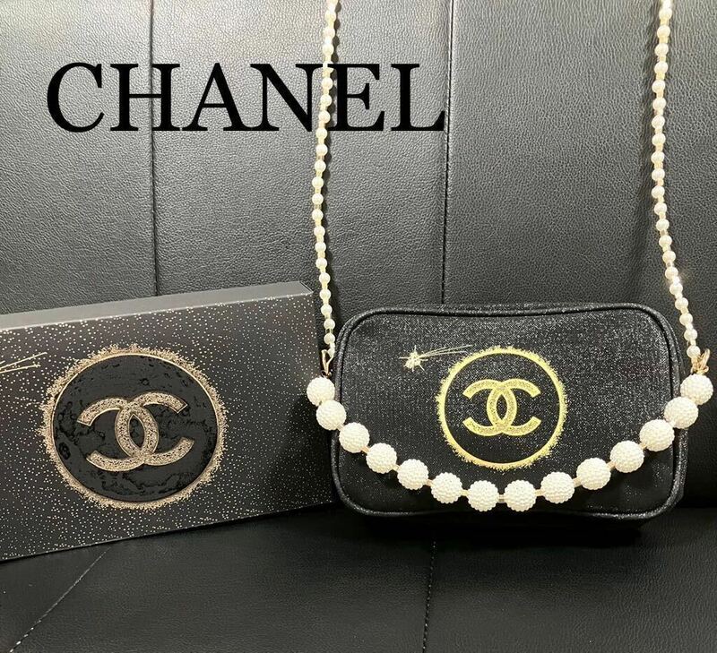 新品　CHANEL シャネル ノベルティ チェーンタッセル付き　ショルダーバッグ ポーチ　斜め掛け　ブラック .6