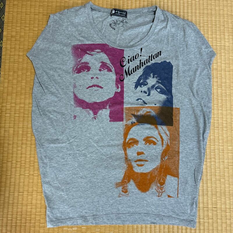 ヒステリックグラマー x Andy Warhol コラボ ビッグシルエット ガール フォト ノースリーブ Tシャツ 灰 レア hysteric glamour ウォーホル