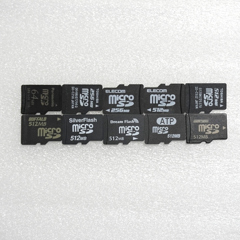■ microSD 10枚セット ■ 64MB 256MB 512MB まとめ売り / 動作品 フォーマット済 ジャンク 扱い microsd microSD / F092