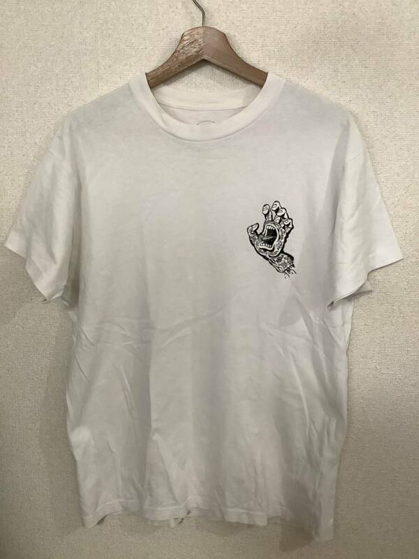  SANTACRUZ サンタクルーズ　スクリーミングハンド　プリントTシャツ　ストリート　メンズ　スケーター　古着　ホワイト