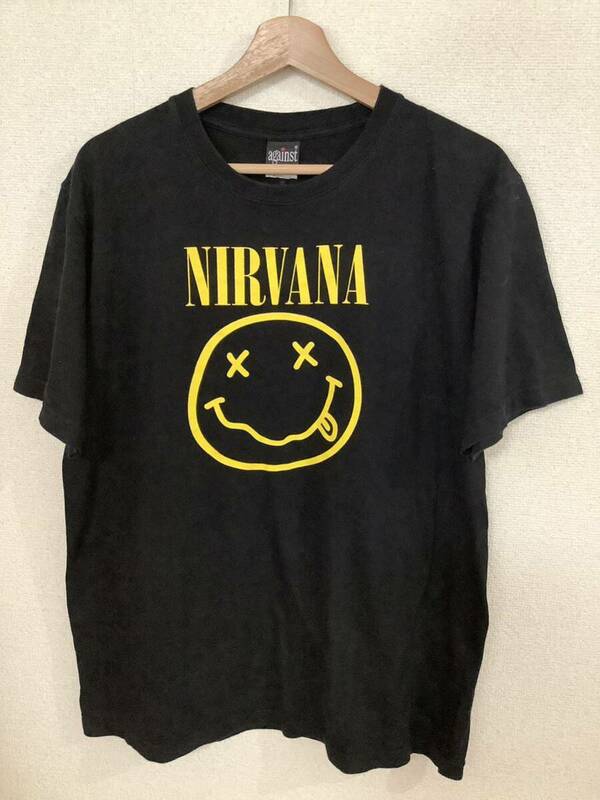 NIRVANA ニルヴァーナ プリントTシャツ　バンド Tシャツ ロック　オルタナ　洋楽　古着　ブラック　メンズ　XL