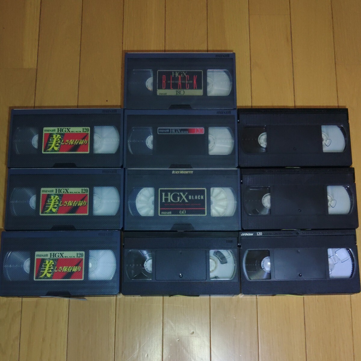 マクセル社製VHSテープ時間色々 6本 メーカー不明 ケース無し 4本 9本録画無し 1本のみ録画済み 上書き前提で NM02
