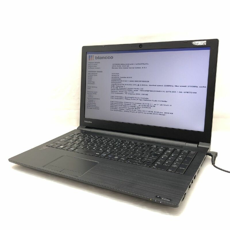 1円 【ジャンク】Blanco消去済 TOSHIBA dynabook Satellite B35/R PB35READ497AD81 Core i5-5200U メモリ8GB HDD 500GB 15.6インチ T009828