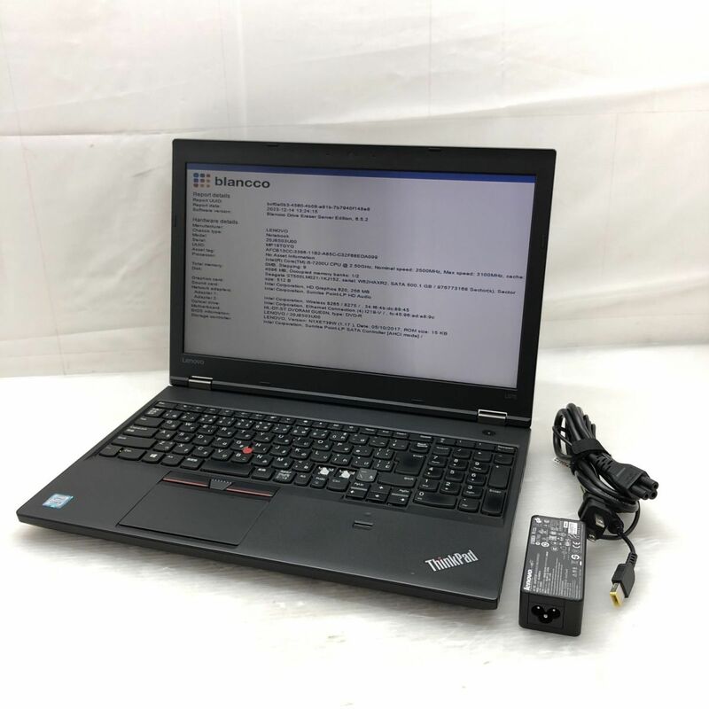 1円 【ジャンク】 Lenovo ThinkPad L570 TP00071B Core i5-7200U メモリ4GB HDD 500GB 15.6インチ T010561【訳アリ】