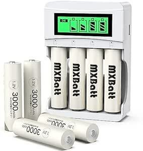 MXBatt 充電池 ニッケル水素電池 単3電池 充電式 LCD急速充電器セット単3形充電池 8本 充電池 充電器 電池と充電器の