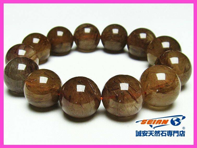 1円スタート！誠安◇トルマリンルチルブレスレット 18mm [T251-2864]