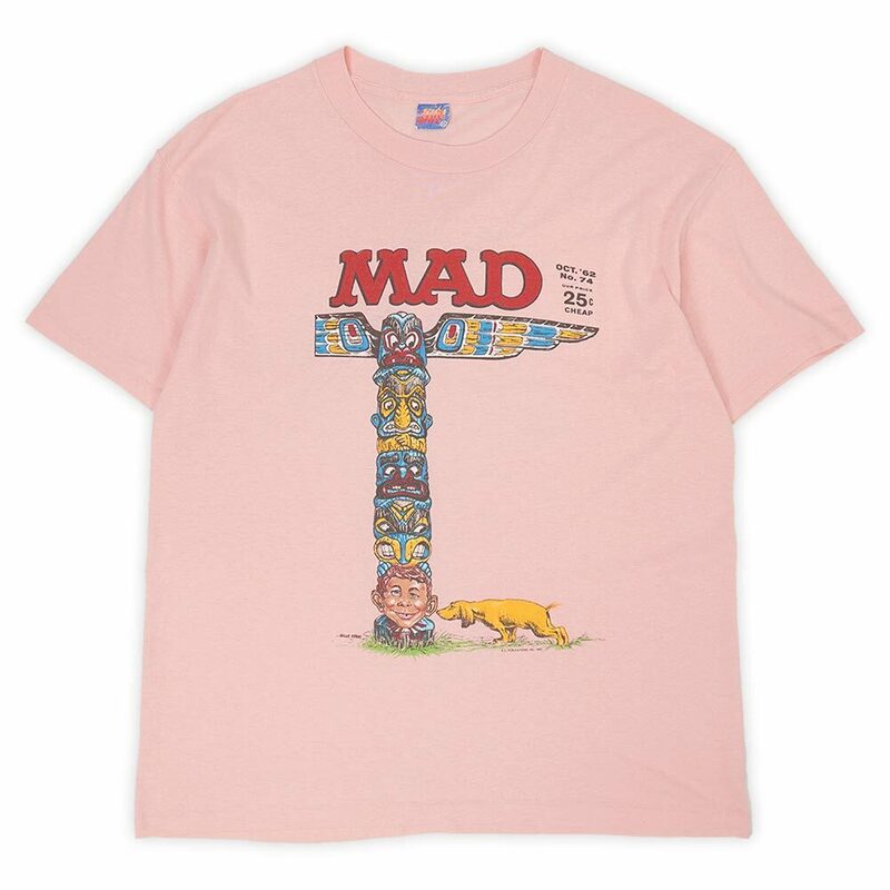 マッドマガジン MAD MAGAZINE 80s プリントTシャツ USA製 アメリカ製 珍品 ヴィンテージ オリジナル 古着 (-2251) ピンク XL